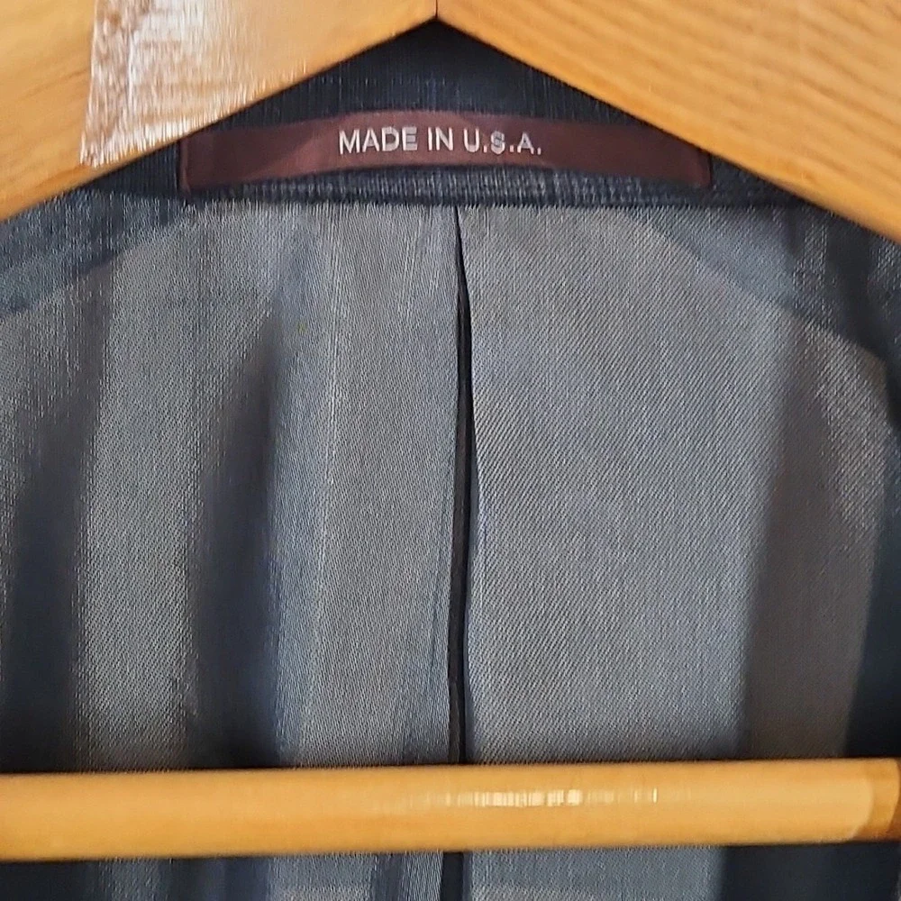 Hickey Freeman 42L Plaid Dark Grey 100% Worsted Wool Jacket Blazer Sport Coat